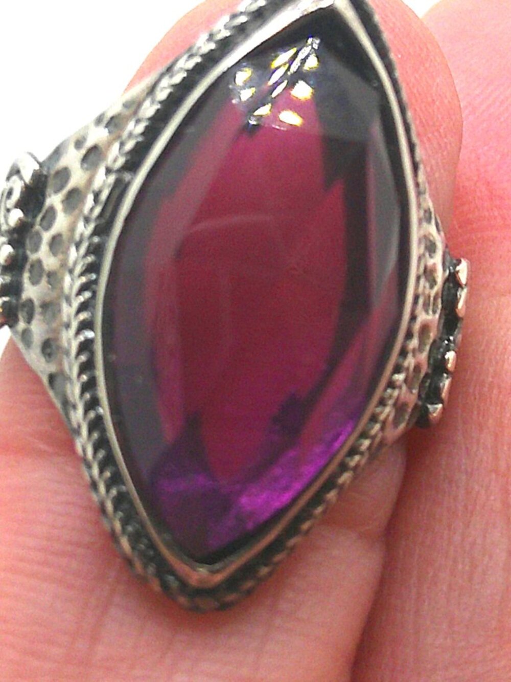 Bali African Quartz Ring in Sterling Silver